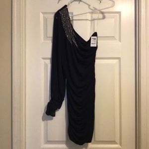 Charlotte Russe one-shoulder navy dress, NWT M